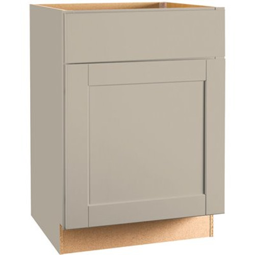 Shaker Dove Gray Stock Assembled Base Kitchen Cabinet with Ball-Bearing Drawer Glides (24 in. x 34.5 in. x 24 in.)