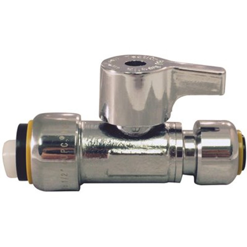 Tectite 1/2 in. Chrome-Plated Brass Push-To-Connect x 1/4 in. Push-To-Connect Quarter-Turn Straight Stop Valve