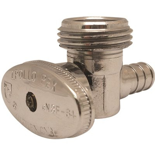 Apollo 1/2 in. Chrome-Plated Brass PEX-B Brass Barb x 3/4 in. Machine Hose Thread Angle Stop Valve