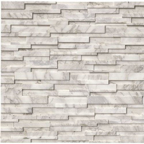 MSI Calacatta Cressa 3D Ledger Panel 6 in. x 24 in. Honed Marble Stone Look Wall Tile (60 sq. ft./Pallet)