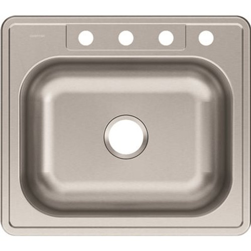 Elkay Dayton Drop-In Stainless Steel 25 in. 4-Hole Single Bowl Kitchen Sink with 8 in. Bowl