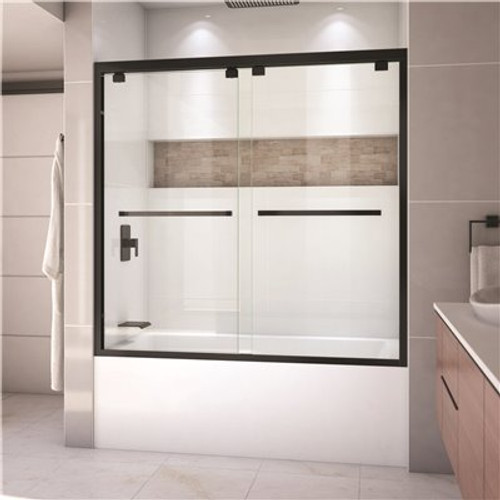 DreamLine Encore 60 in. x 58 in. Semi-Frameless Sliding Tub Door in Satin Black