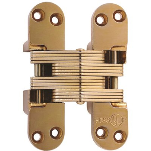 SOSS 1-1/8 in. x 4-39/64 in. Satin Brass Invisible Hinge