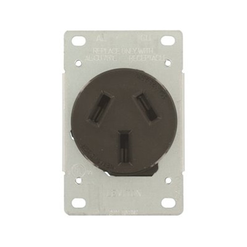 Leviton 50 Amp 125/250-Volt Shallow Flush Mounted Single Outlet, Black