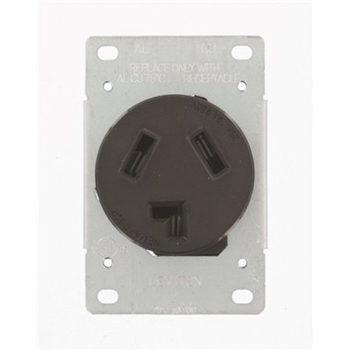 Leviton 30 Amp 125-Volt/250-Volt Shallow Single Flush Mounted Outlet, Black