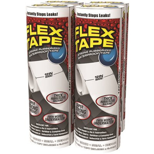 FLEX SEAL FAMILY OF PRODUCTS Flex Tape White 12 in. x 10 ft. Strong Rubberized Waterproof Tape (4-Piece)