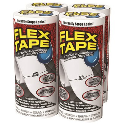 FLEX SEAL FAMILY OF PRODUCTS Flex Tape White 8 in. x 5 ft. Strong Rubberized Waterproof Tape (4-Piece)