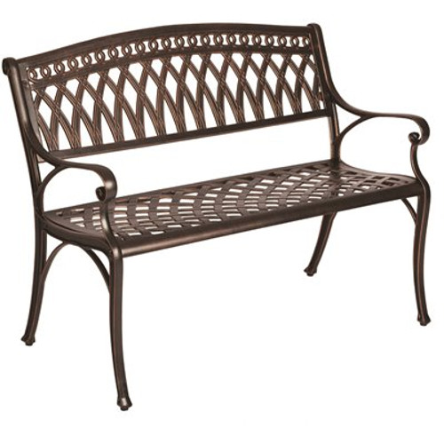 Patio Sense Simone 2-Person Antique Bronze Cast Aluminum Outdoor Bench