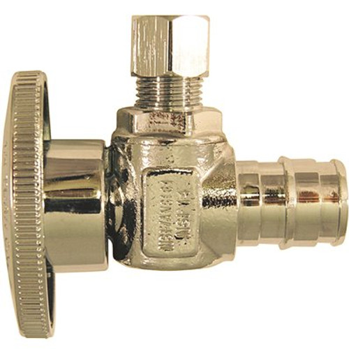 Apollo 1/2 in. Chrome-Plated Brass PEX-A Expansion Barb x 1/4 in. Compression Quarter-Turn Angle Stop Valve