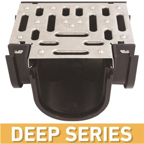 U.S. TRENCH DRAIN Deep Series Tee for 5.4 in. Trench and Channel Drain Systems w/ Stainless Steel Grate