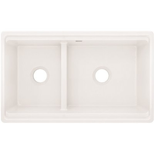 Elkay Farmhouse Apron Front Fireclay 33 in. Double Bowl Kitchen Sink in White with Aqua Divide