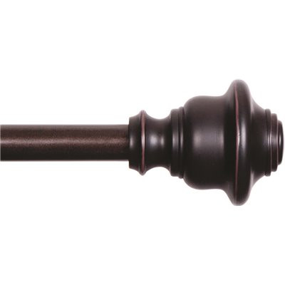 Kenney Fast Fit Easy Install Finn 66 in. - 120 in. Adjustable Single Curtain Rod 5/8 in. Dia., Weathered Brown with Finials