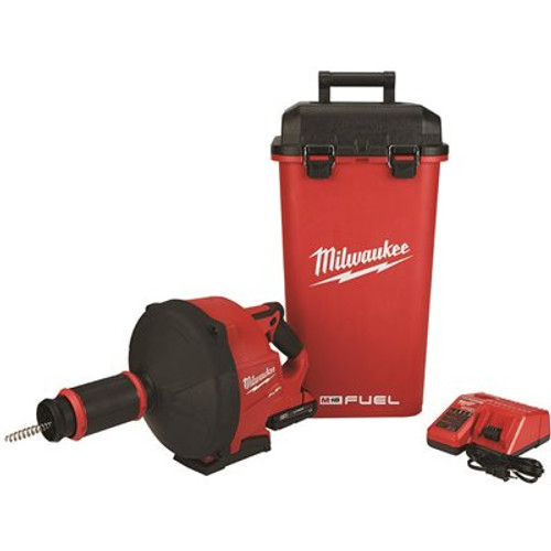 Milwaukee M18 FUEL 18-Volt Lithium-Iron Cordless Plumbing Drain Snake Auger Kit with w/ CABLE DRIVE & 5/16 in. x 35 ft. Cable