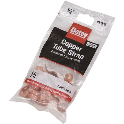 Oatey 1/2 in. Copper 2-Hole Pipe Hanger Strap (10-Pack)