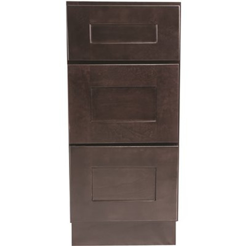 Design House Brookings Plywood Assembled Shaker 12x34.5x24 in. 3-Drawer Base Kitchen Cabinet in Espresso