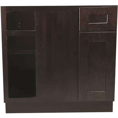 Design House Brookings Plywood Assembled Shaker 36x34.5x24 in. 1-Door 1-Drawer Blind Base Kitchen Cabinet in Espresso Design House Brookings Plywood Assembled Shaker 36x34.5x24 in. 1-Door 1-Drawer Blind Base Kitchen Cabinet in Espresso