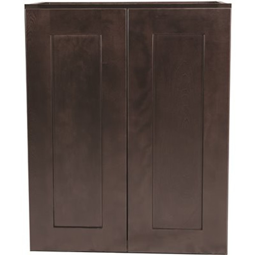 Design House Brookings Plywood Assembled Shaker 24x30x12 in. 2-Door Wall Kitchen Cabinet in Espresso