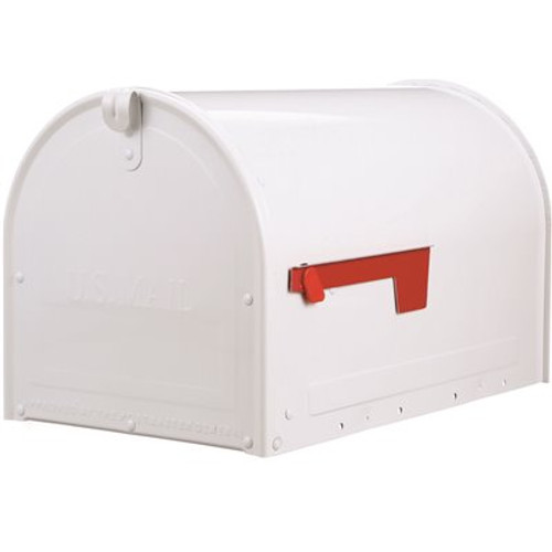 GibraltarÂ Mailboxes Marshall White, Large, Steel, Locking, Post Mount Mailbox