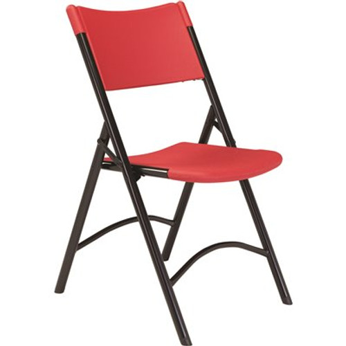 National Public Seating NPS 600 Series Blow Molded Folding Chair, Red, Pack of 4
