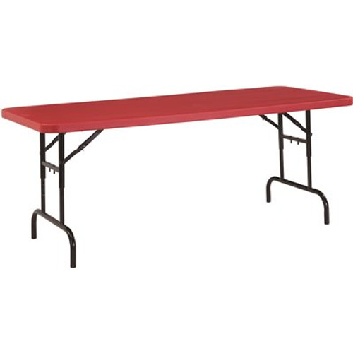 National Public Seating 72 in. Red Plastic Adjustable Height Folding High Top Table