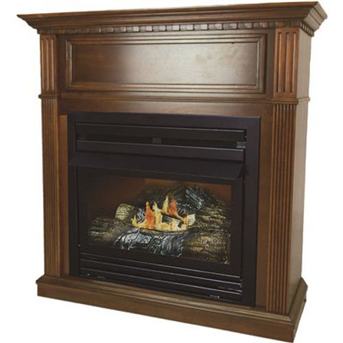 Pleasant Hearth 27,500 BTU 42 in. Convertible Ventless Propane Gas Fireplace in Cherry