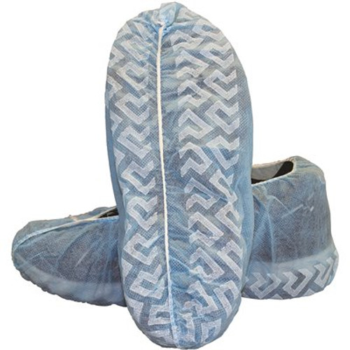 THE SAFETY ZONE Large Elastic Blue Polypropylene Disposable Shoe Cover (Case of 300)