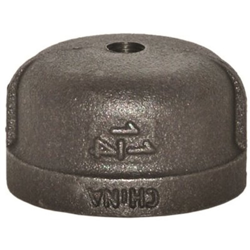 PLUMBERS EDGE 1-1/4 in. x 1/8 in. Tapped Black Cap