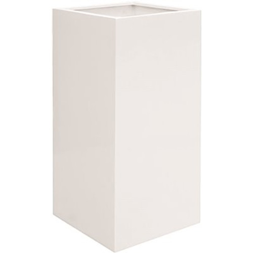 Vasesource Cube 16 in. x 16 in. Glossy White Fiberstone Square Cube Planter Vasesource Cube 16 in. x 16 in. Glossy White Fiberstone Square Cube Planter