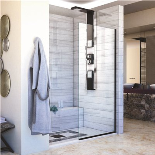 DreamLine Linea 34 in. x 72 in. Semi-Frameless Fixed Shower Screen in Satin Black without Handle