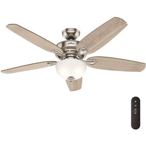 Hunter Channing 54 in. Hunter Express Indoor Brushed Nickel Ceiling Fan with Remote and Light Kit Included