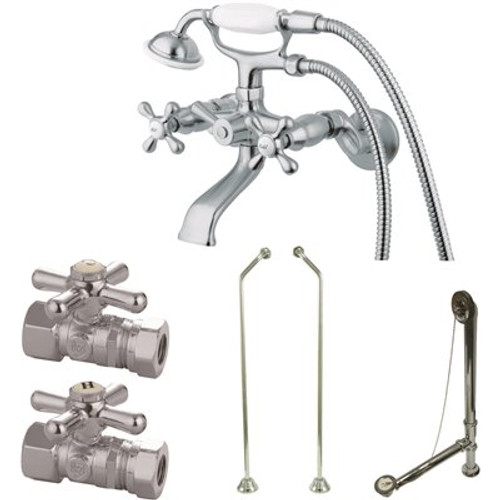 Kingston Brass Combo Set 3-Handle Claw Foot Tub Faucet with Hand Shower in Chrome