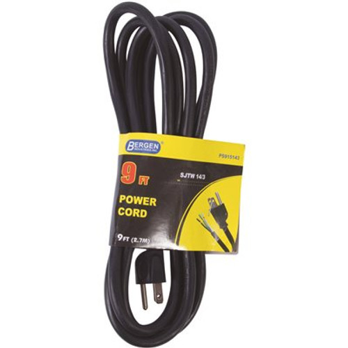 Bergen Industries 9 ft. 14/3 SJTW 3-Wire Appliance/Power Tool Cord, Black