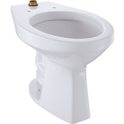 TOTO Commercial Flushometer 1.0 GPF/1.28 GPF/1.6 GPF Elongated Toilet Bowl Only with Top Spud and CeFiONtect in Cotton White