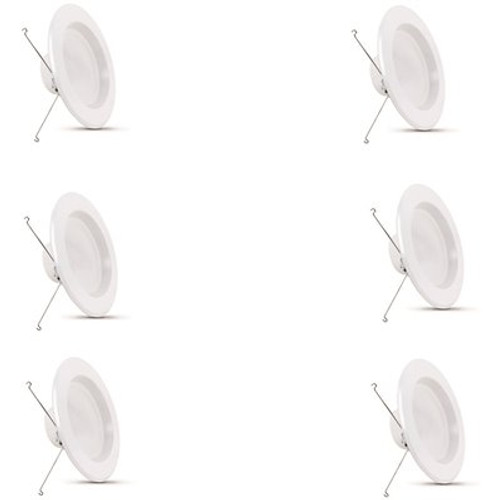 5/6 in. 75-Watt Equivalent Soft White Dimmable Integrated LED Retrofit White Recessed Light Trim Downlight (6-Pack)