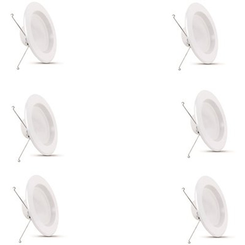 5/6 in. 75-Watt Equivalent Soft White Dimmable Integrated LED Retrofit White Recessed Light Trim Downlight (6-Pack) 5/6 in. 75-Watt Equivalent Soft White Dimmable Integrated LED Retrofit White Recessed Light Trim Downlight (6-Pack)