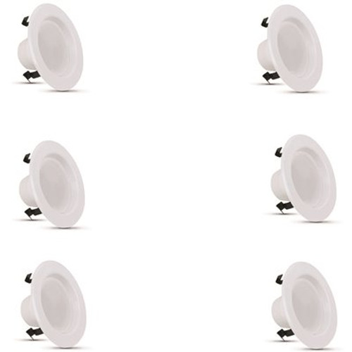 4 in. 50-Watt Equivalent Soft White (2700K) CEC White Integrated LED Retrofit Recessed Retrofit Trim Downlight (6-Pack)