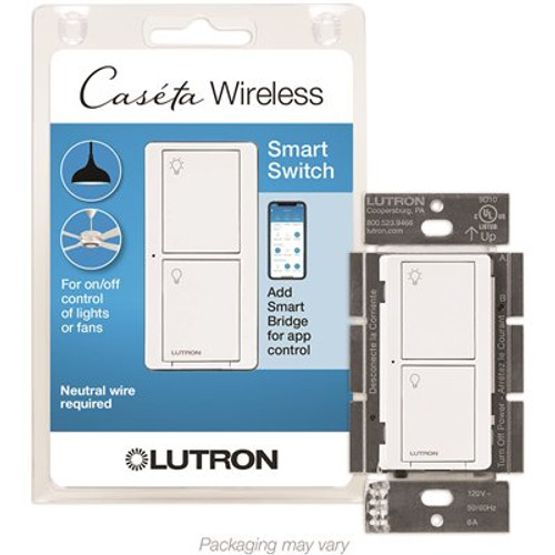 Lutron CasÃ©ta Smart Switch for All Bulb Types or Fans, 5A, PD-5ANS-WH-R, White