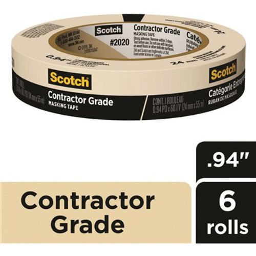 Scotch 0.94 in. x 60.1 yds. Contractor Grade Masking Tape (6-Pack) Scotch 0.94 in. x 60.1 yds. Contractor Grade Masking Tape (6-Pack)