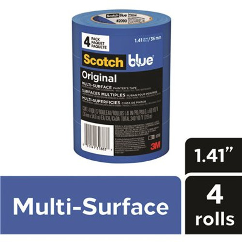 3M ScotchBlue 1.41 in. x 60 yds. Painter's Tape (Value Pack, 4 Rolls/Pack) 3M ScotchBlue 1.41 in. x 60 yds. Painter's Tape (Value Pack, 4 Rolls/Pack)