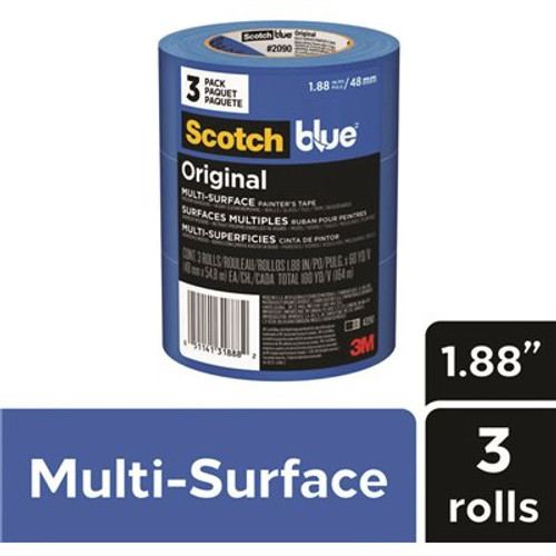 3M 1.88 in. x 60 yd. (48 mm x 54.8 m) Original Multi-Surface Painter's Tape (3 Rolls/Pack)
