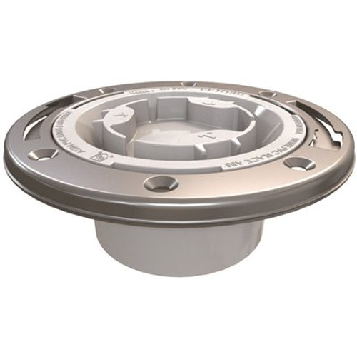 OATEY Fast Set 3 in. Outside Fit or 4 in. Inside Fit PVC Hub Toilet Flange with Test Cap and Stainless Steel Ring