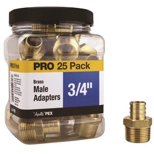 Apollo 3/4 in. Brass PEX-B Barb x Male Pipe Thread Adapter Pro Pack (25-Pack) Apollo 3/4 in. Brass PEX-B Barb x Male Pipe Thread Adapter Pro Pack (25-Pack)