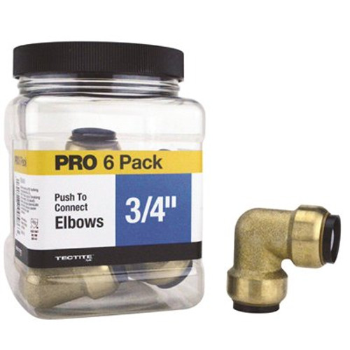 Tectite 3/4 in. Brass Push-To-Connect 90-Degree Elbow Pro Pack (6-Pack)