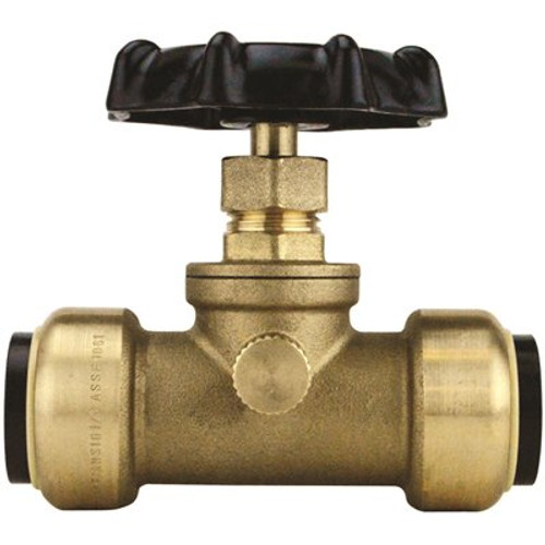 Tectite 3/4 in. Brass Push-To-Connect Stop Valve with Drain