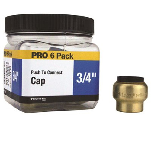 Tectite 3/4 in. Brass Push-To-Connect Cap Pro Pack (6-Pack)