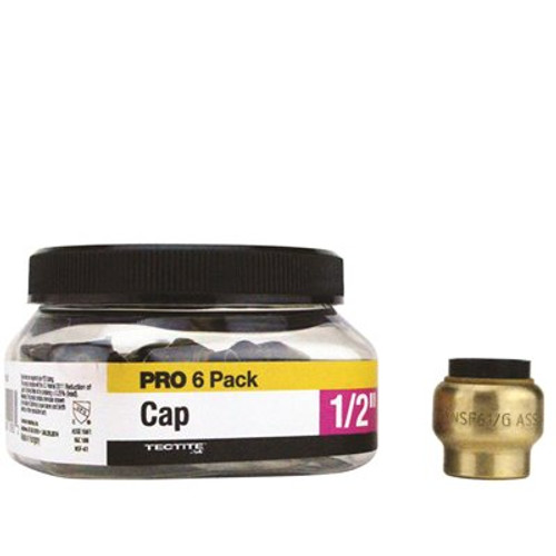 Tectite 1/2 in. Brass Push-To-Connect Cap Pro Pack (6-Pack)