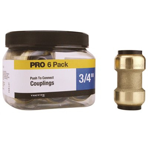 Tectite 3/4 in. Brass Push-To-Connect Coupling Pro Pack (6-Pack)