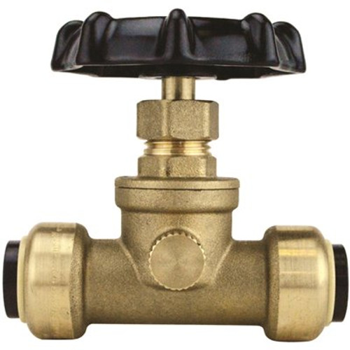 Tectite 1/2 in. Brass Push-To-Connect Stop Valve with Drain