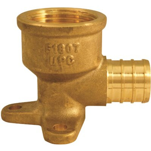 Apollo 3/4 in. Brass PEX-B Barb x 3/4 in. Female Pipe Thread Adapter 90-Degree Drop-Ear Elbow