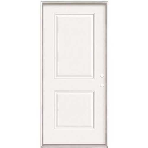 Masonite 36 in. x 80 in. White Right-Hand Inswing 2-Panel Square Primed Steel Prehung Front Door with No Brickmold